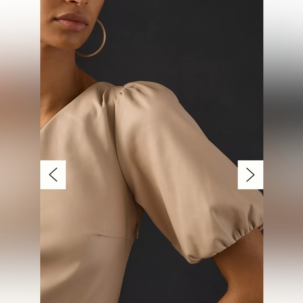 NWT Anthropologie Faux Leather One-Shoulder Asymmetrical Midi Dress size 2 - Picture 7 of 16